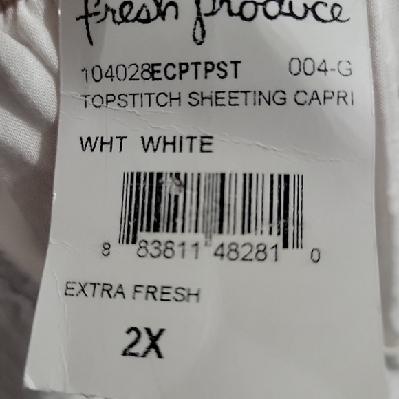 Fresh Produce TopStitch Sheeting White Cotton Capri Pants Size 2X - Picture 6 of 10